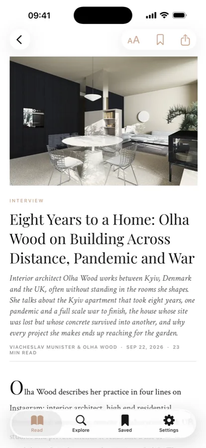 Reading a long-form interview in the EPRIS app